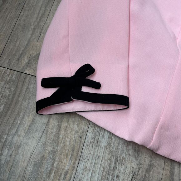 Vintage Blazer Pink and Black Jacket Medium 90s 50s Unique Bows Maximalist - Picture 8 of 12
